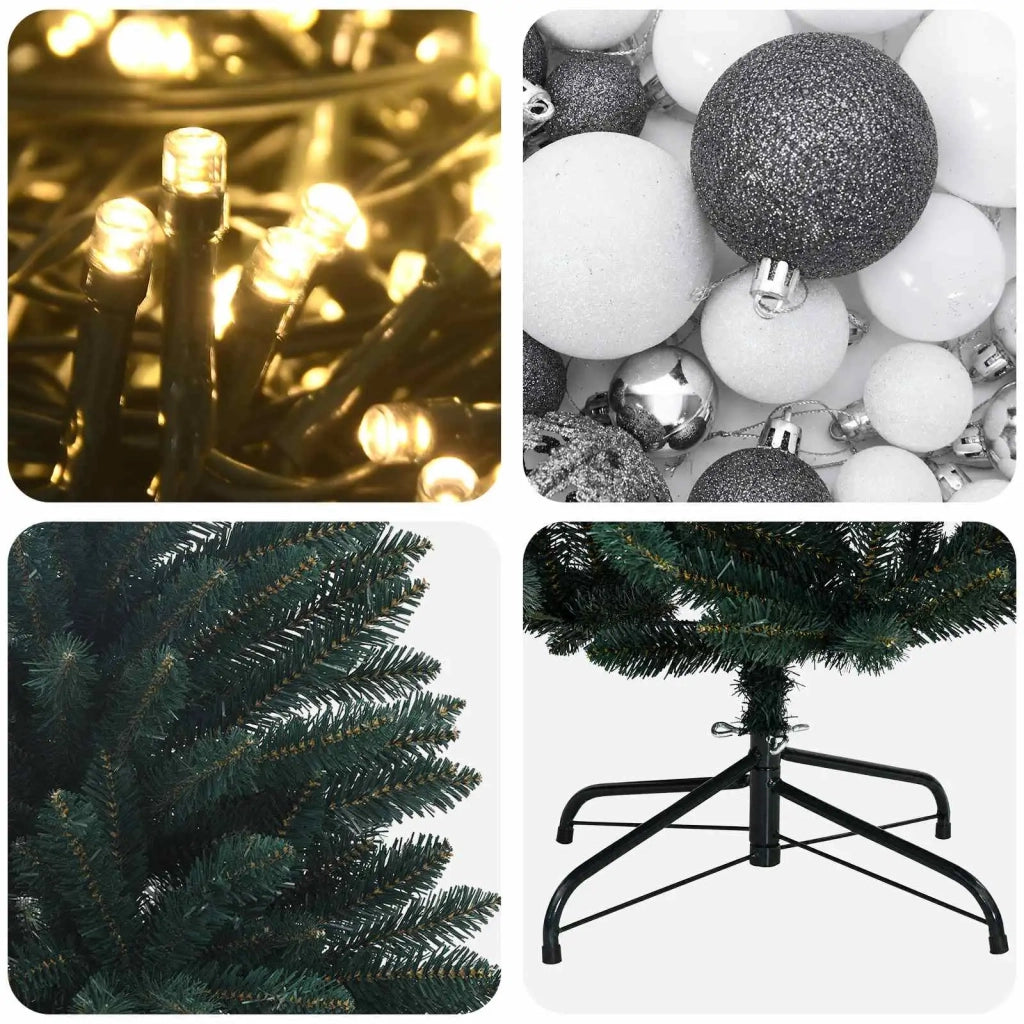 Albero di Natale artificiale verde scuro con palline 150 cm 3466200