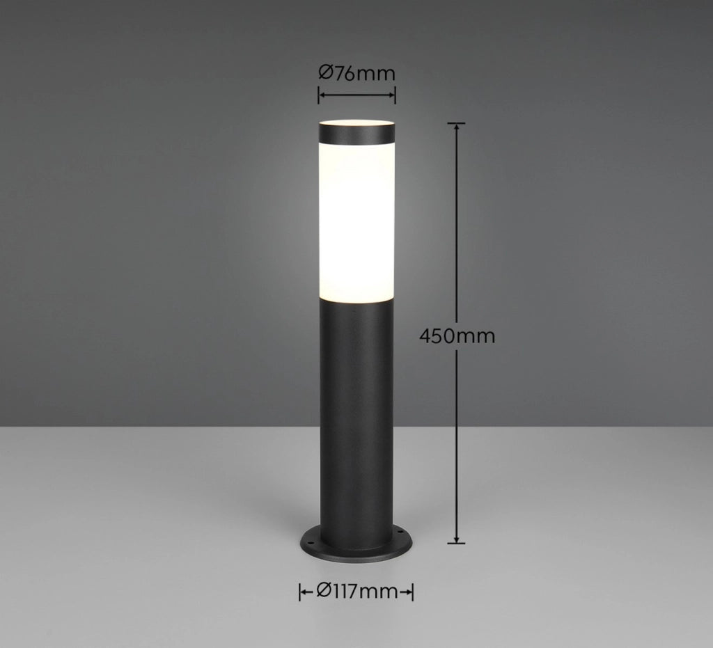Paletto da giardino TRIOTO 1xE27 nero acciaio IP44 45 cm