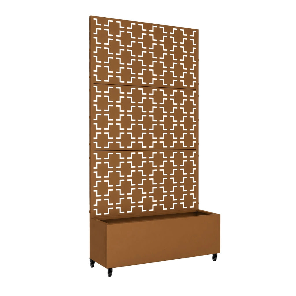 Fioriera con Spalliera Aaskis a Rotelle in Acciaio 190 x 82 x 38 cm - Marrone casa.pro