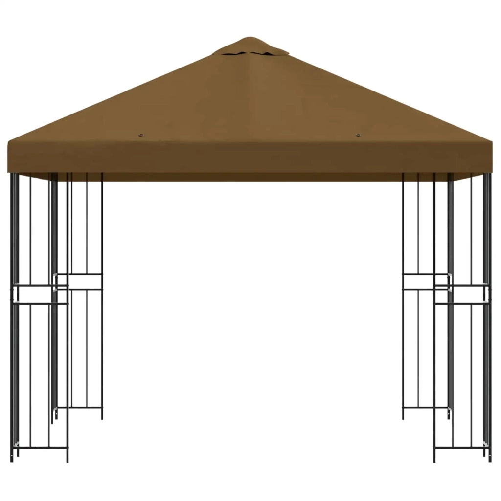 Gazebo | Pergolato 3 x 3 m Tortora Poliestere e Acciaio 190 gsm