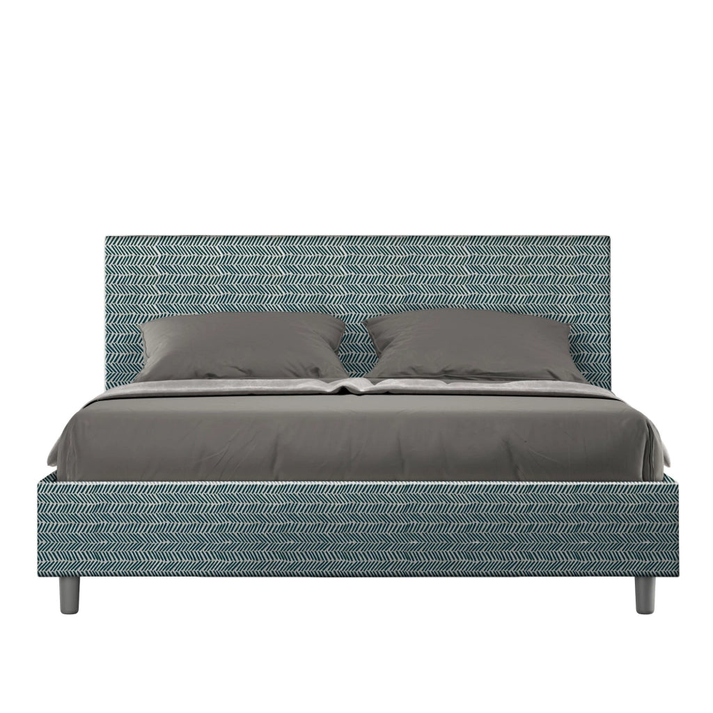 Letto Matrimoniale 160x200 cm con Rete e Contenitore Adele Aragona 8 Blu