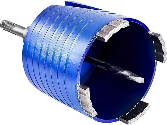 Set di foratura diamantata 82 mm - Blikenker Kernboorkroon Segmento di foratura 10 mm - Con centroforo 8 x 120 mm - Adattatore SDS-plus - Scatola stabile rotonda - Supporto per appendiabiti