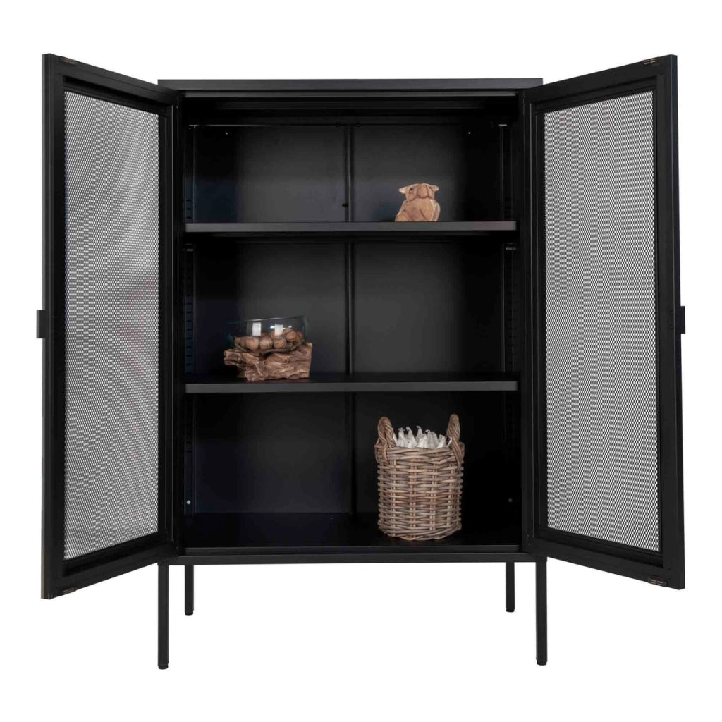 Vetrinetta Melbourne, Nero, Metallo, 40x80x120 cm