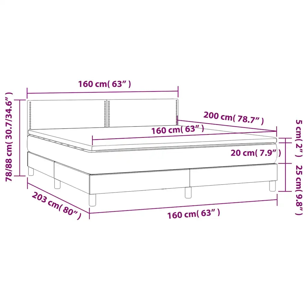 Letto a Molle con Materasso e LED Blu Scuro 160x200 cm 3134355