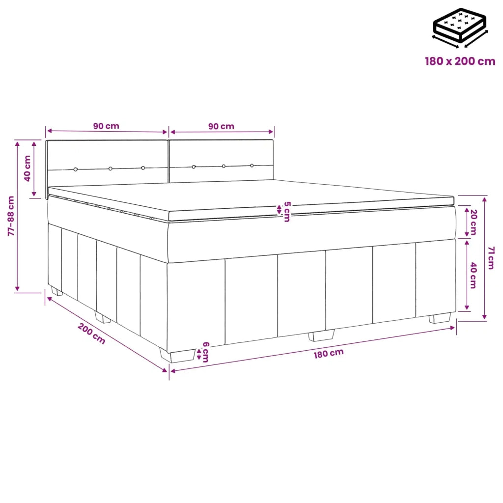 Letto box spring con materasso Marrone Scuro 180 x 200 cm 3451272