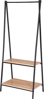Kappaio per abbigliamento - stendino per scarpe - robusto e funzionale - design industriale - legno di quercia chiaro/nero - 60x40x151 cm