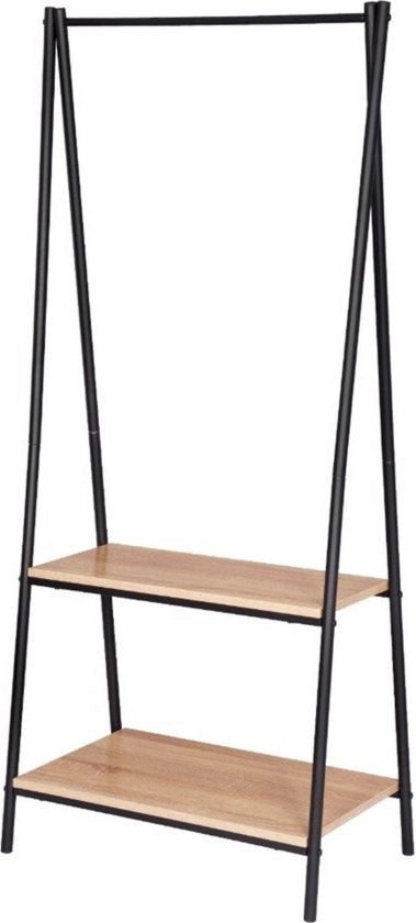 Kappaio per abbigliamento - stendino per scarpe - robusto e funzionale - design industriale - legno di quercia chiaro/nero - 60x40x151 cm