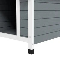 Cuccia per Cani, Resistente alle Intemperie, Fondo Rimovibile, Legno di Pino, 75 x 88 x 82 cm, Grigio Nero