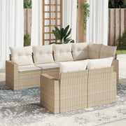 Set Divani da Giardino 7 pz con Cuscini Beige in Polyrattan 3219198