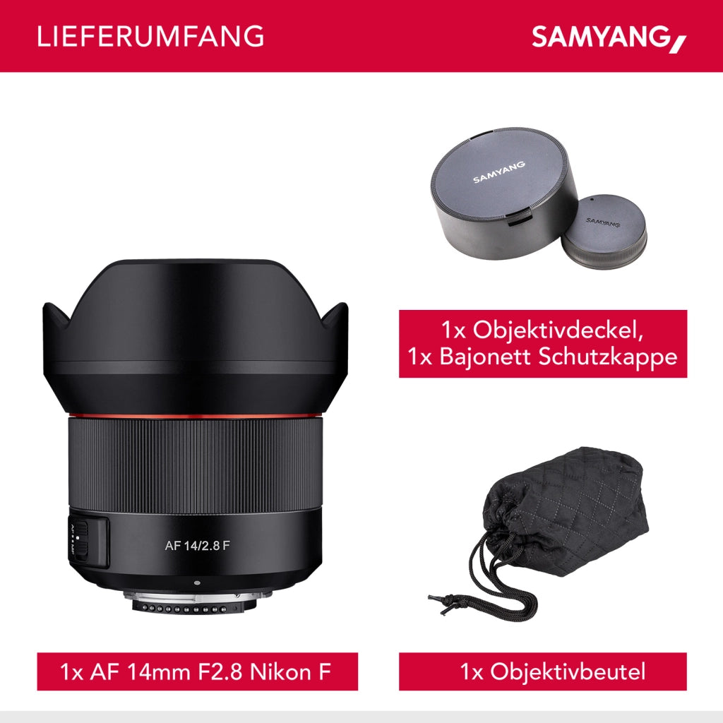 Obiettivo ultra grandangolare AF 14mm F2,8 per Nikon F– angolo di campo 116,6° e autofocus – Grandangolo full-frame per fotocamere APS-C