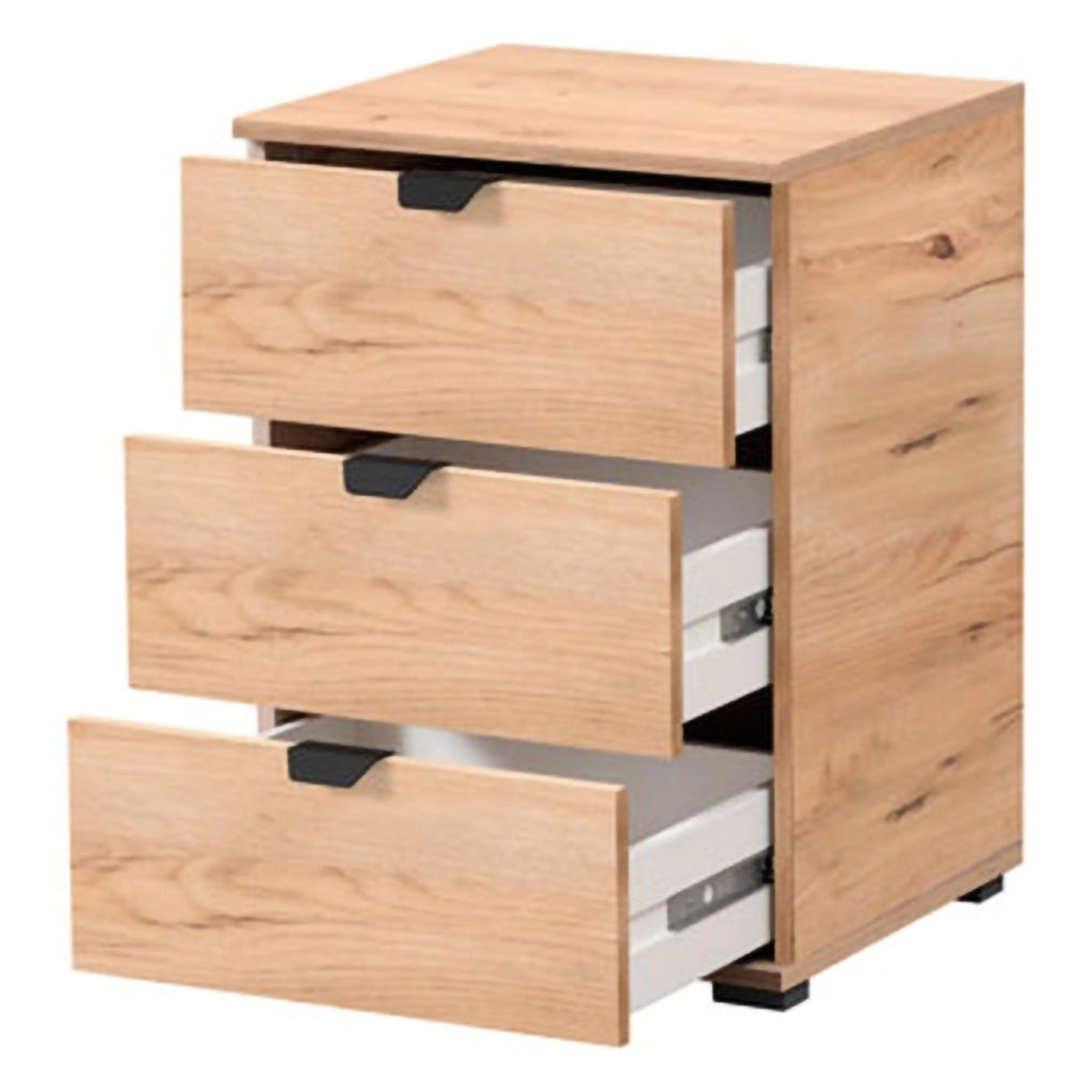 Talana, Comodino 3 Cassetti, 45x40x63h cm Marrone Rovere Nodi