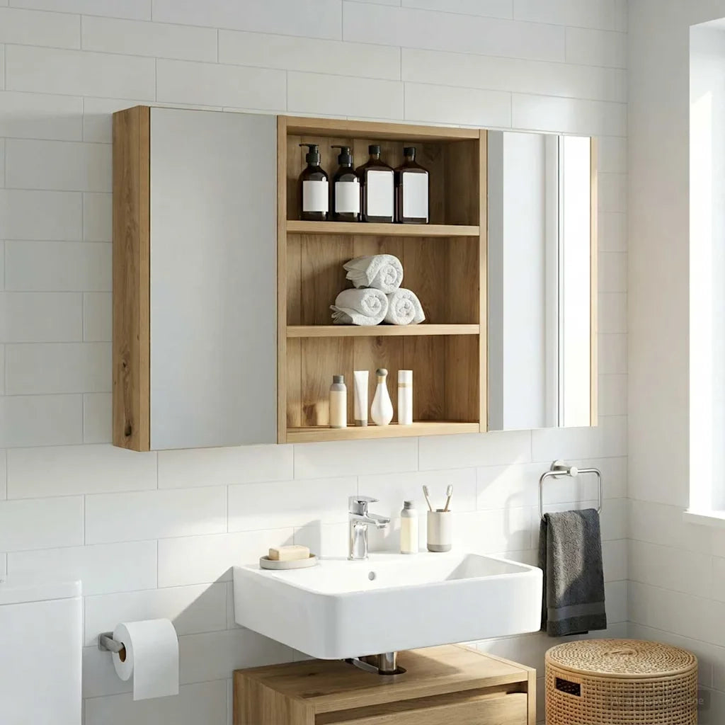 Armadio da bagno a muro Rovere Artigianale 40 x 10 x 50 cm