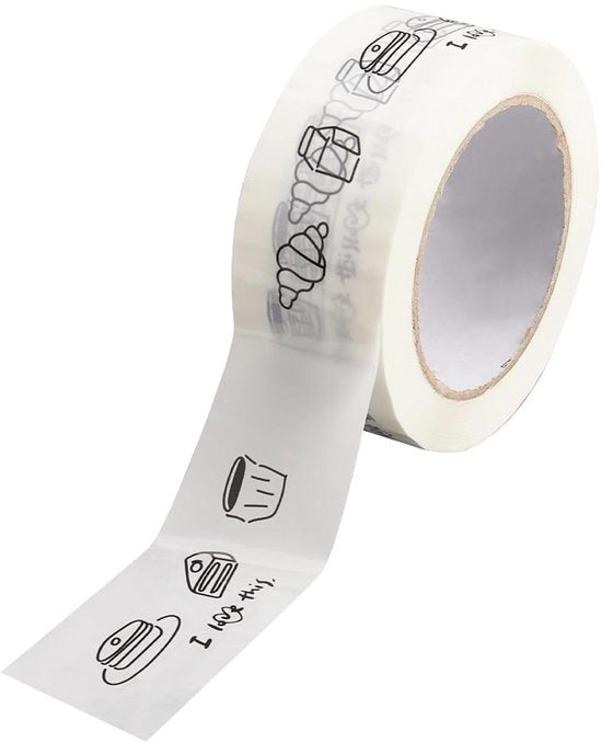 Tape acqua resistente a strappo 100m - Disegno pane lievitato - Materiale plastico - Adesivo forte - Flessibile - Resistente alle scalfitture - Tape di regalo