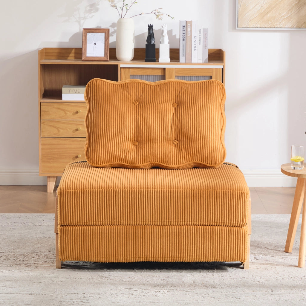 Divano letto singolo ¨C Minimal ¨C arancio corda gambe in legno