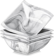 Piatti per zuppa e cereali, 850 ml piatti per cucina, piatto ceramico quadrato per cottura, grandi piatti da servizio, piatti in marmo grigio per insalata pasta dolce, sicuri al lavello, serie Flora (FLORA-4SBS)