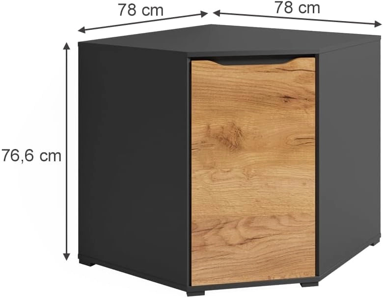 Credenza Ruben, Quercia dorata, 78 x 76.6 cm con porte, adatto per la conservazione di abbigliamento e tessuti