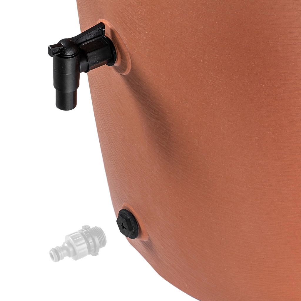 Serbatoio per acqua piovana KADAX da 360 litri + kit di collegamento al rubinetto e supporto