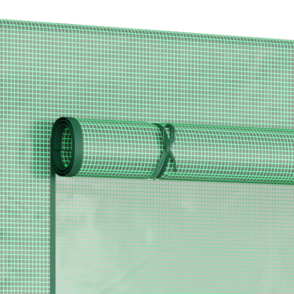 Serra a tunnel 200 x 76 x 150/168 cm con porta arrotolabile, finestra laterale e struttura in acciaio