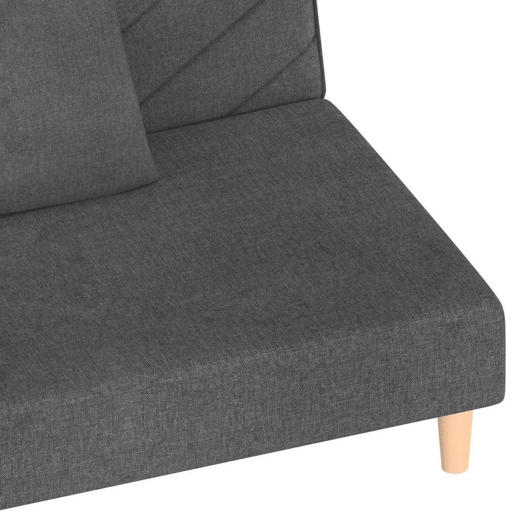 Divano Letto a 2 Posti con 2 Cuscini Grigio Scuro in Tessuto 375888