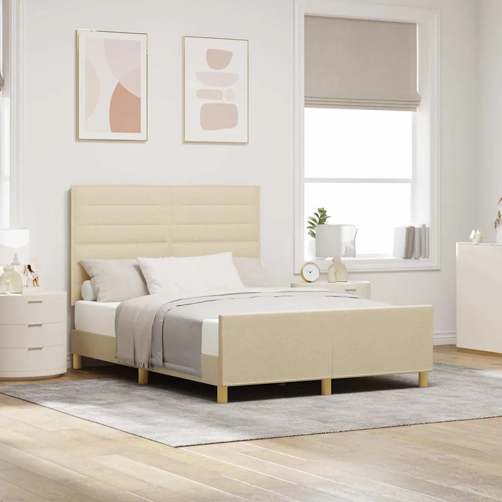 Struttura del letto con testiera Crema 160 x 200 cm Tessuto 3344667