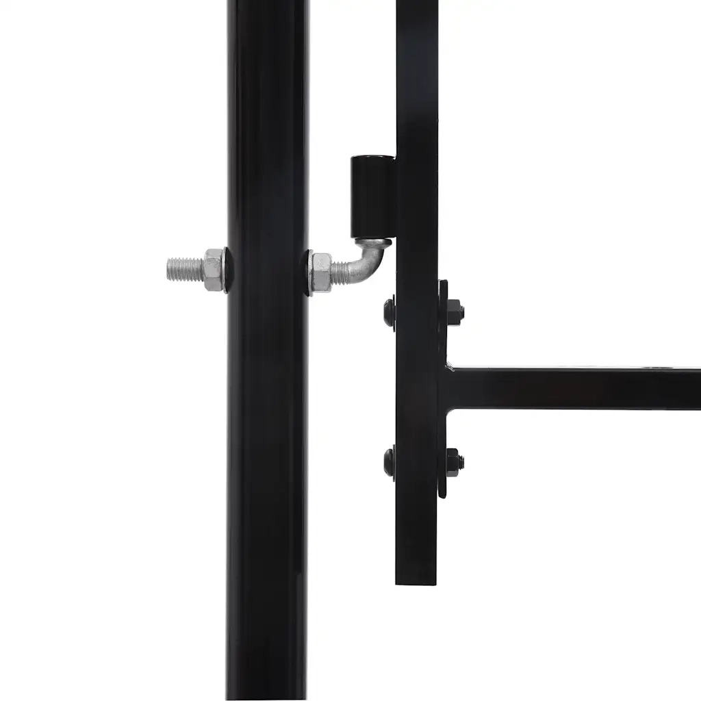 Cancello per recinzione da giardino ASSEN con parte superiore ad arco in acciaio 1,25x5 m Nero 144371