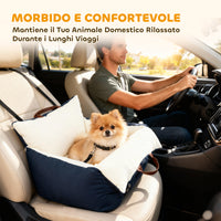 Seggiolino Auto per Cani Piccoli con Guinzaglio di Sicurezza Sfoderabile e Lavabile in Cotone e PP Blu