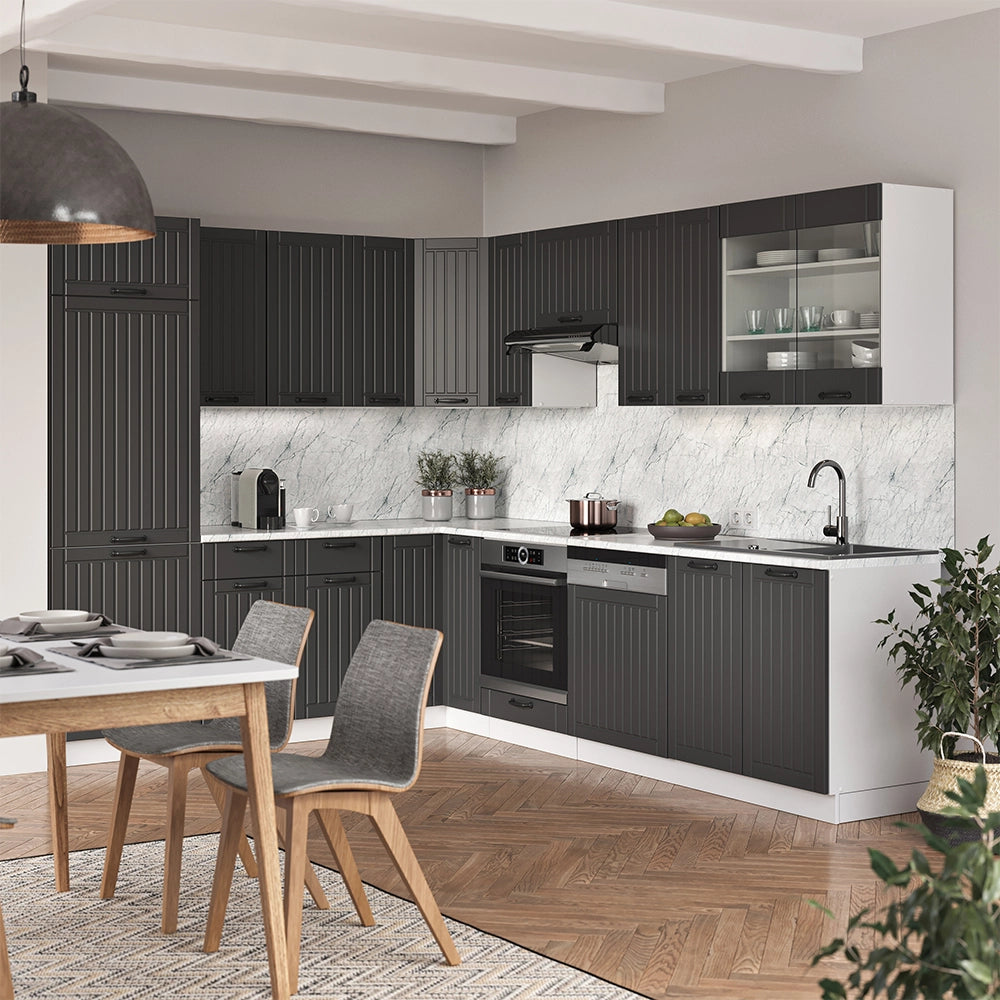 Vicco Cucina angolare completa Antracite casa di campagna/bianco 227 x 287 cm , PL Antracite