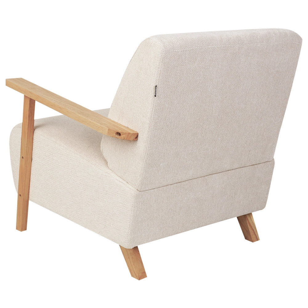 Poltrona Beige Tessuto Gambe in legno con braccioli Soggiorno moderno minimalista