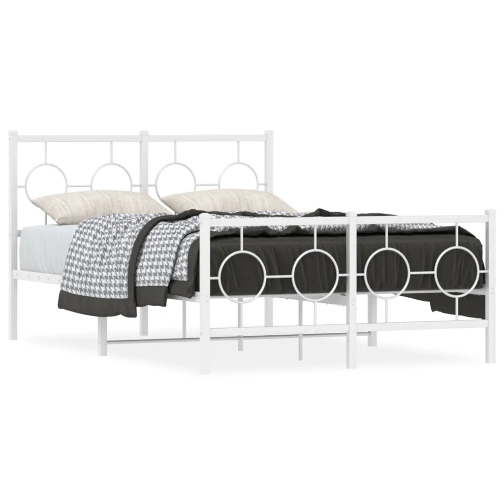 Letto matrimoniale | Letto per adulti | Giroletto con Testiera e Pediera Metallo Bianco 120x190 cm