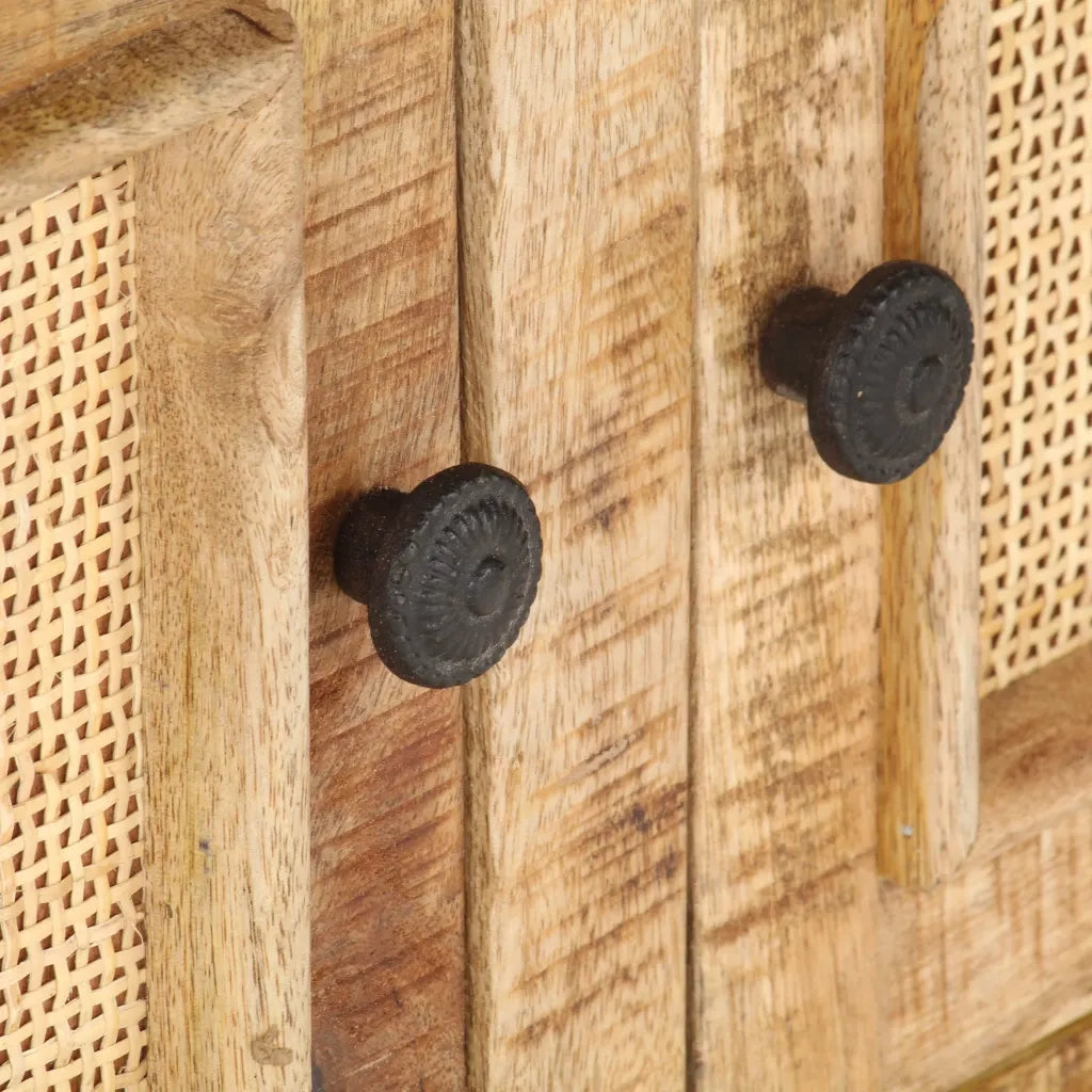 Tavolino da salotto | Tavolino da caff¨¨ | Tavolino da Soggiorno 90x50x35 cm Legno Massello di Mango e Canna