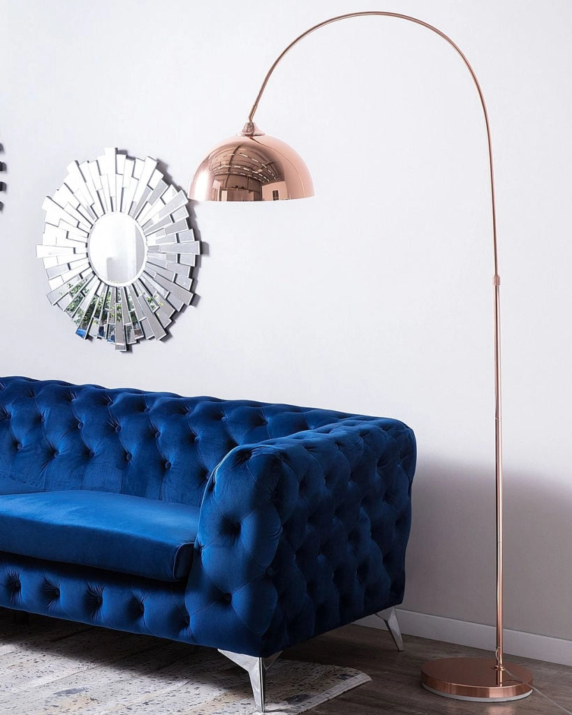 Lampada da terra rame 160 cm di altezza in metallo curvato decorativo retrò glamour