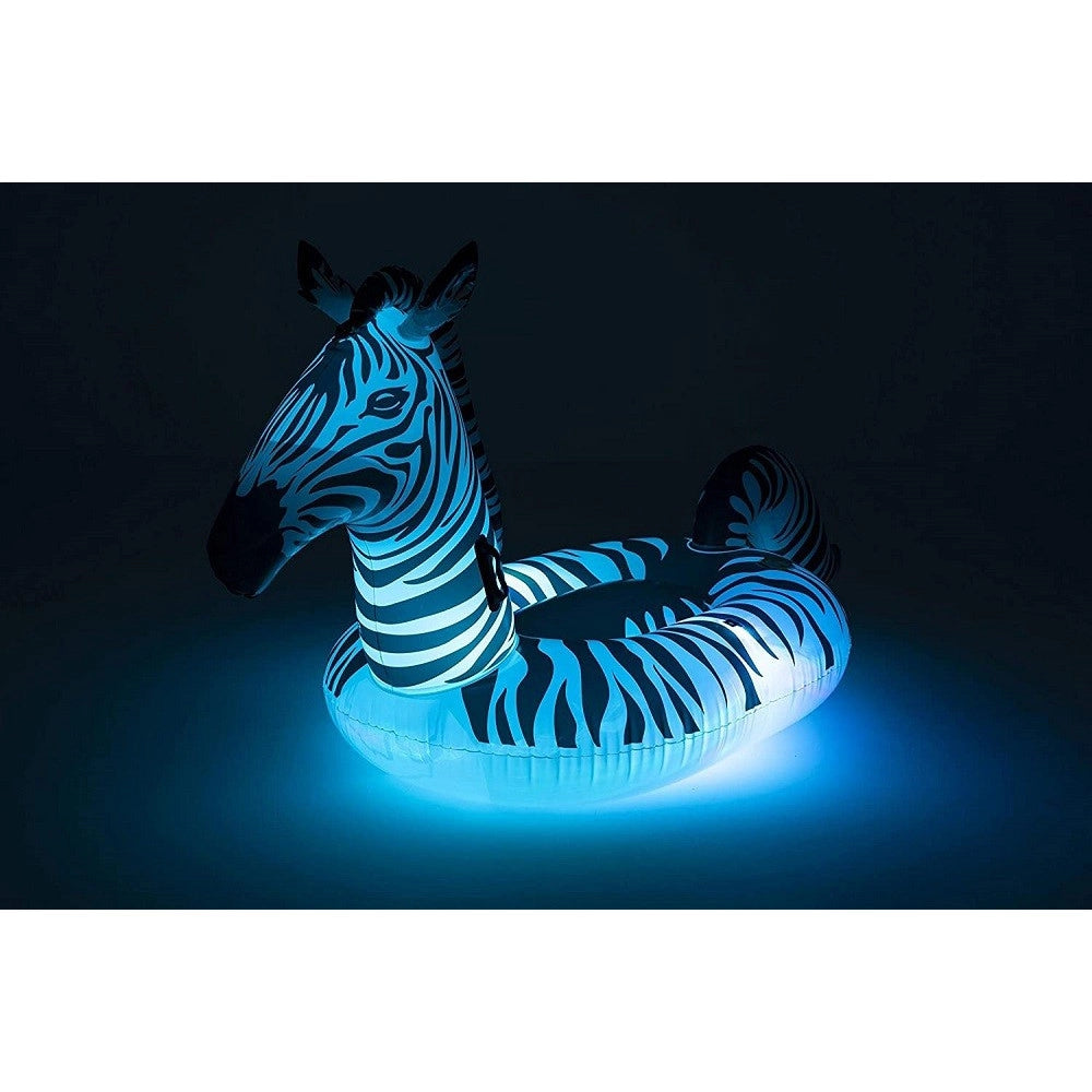 Trade Shop - Cavalcabile Fashion Gonfiabile Zebra Gigante Con Luci Led Piscina 254x142cm 41406 -