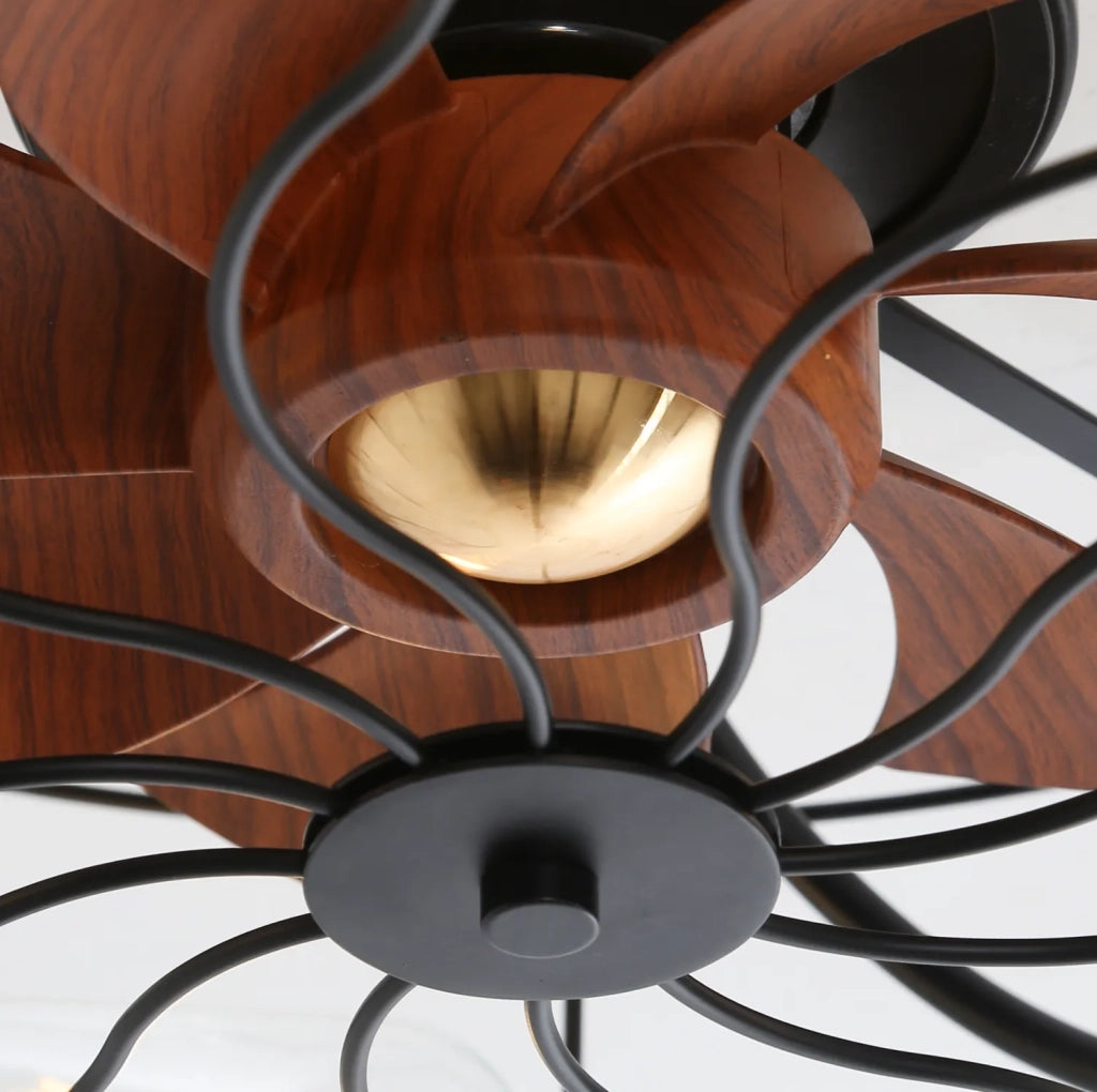 Ventilatore da soffitto 20'' a basso profilo con luce; 7 pale; telecomando; nero