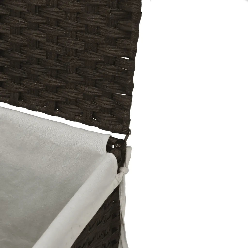 Cesto Biancheria 2 Sezioni Marrone Scuro 53x35x57 cm Polyrattan 372035