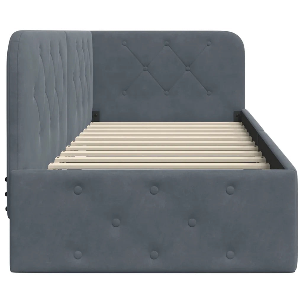 Letto singolo | Letto per adulti | Cornice del letto ad angolo Grigio scuro 80 x 200 cm Velluto