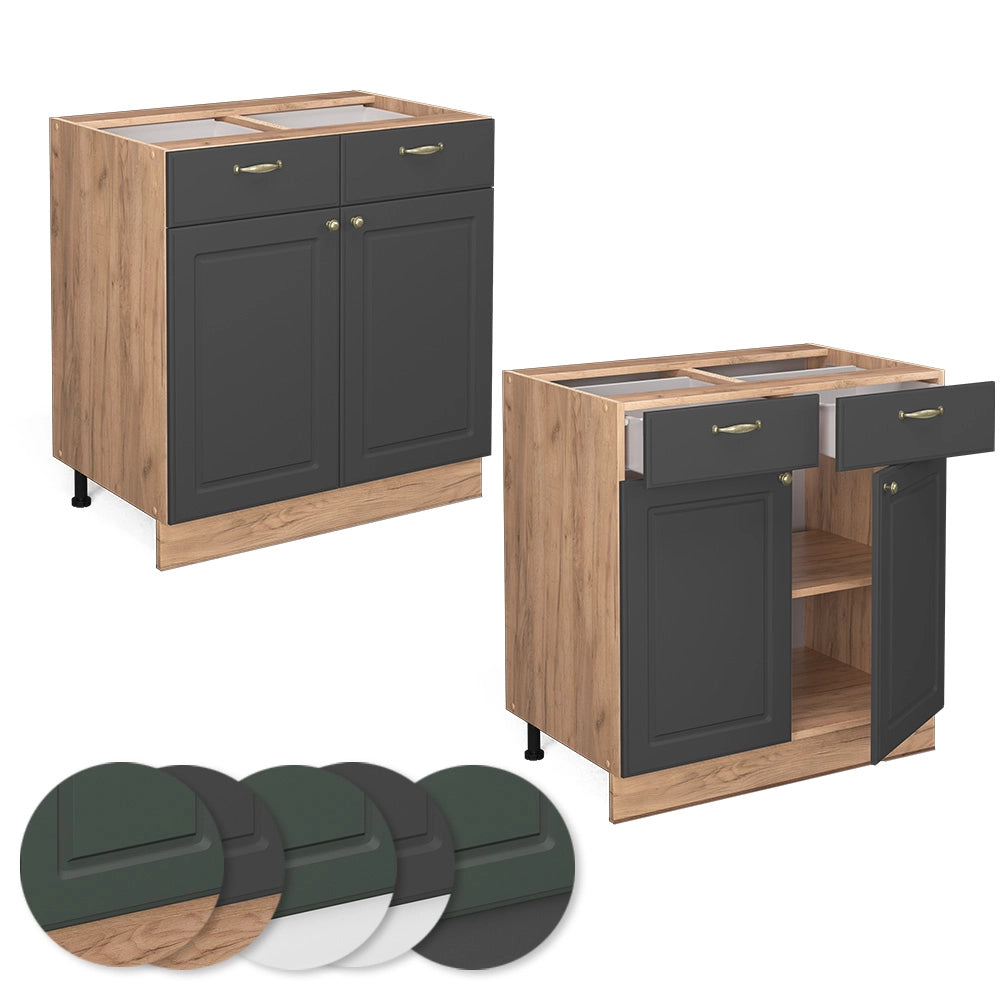 Vicco Mobiletto base per cucina Antracite-oro 80 cm senza piano di lavoro