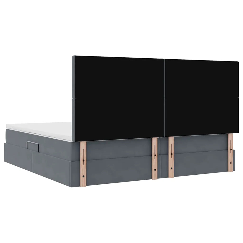 Letto con contenitore e materasso Grigio scuro 200 x 200 cm