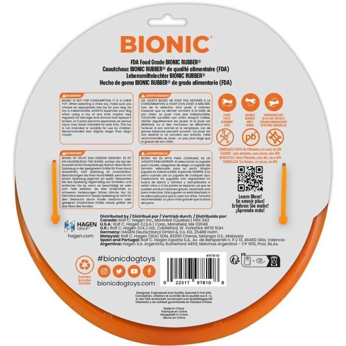 Giocattolo per cani - BIONIC - Anello da lancio e tiro - Tutte le taglie di cani - Gomma ultra resistente - Senza piombo, BPA e ftalati