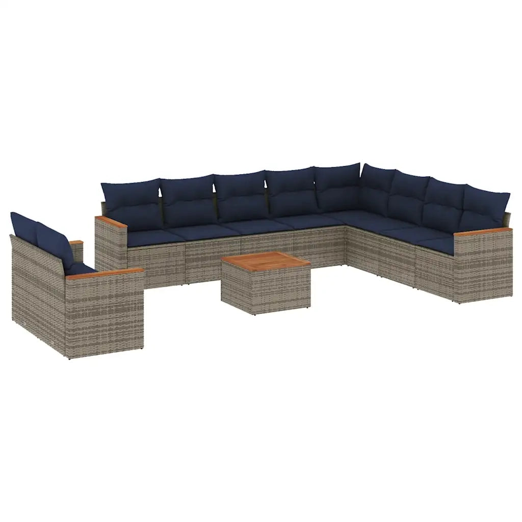 Set Divani da Giardino 11 pz con Cuscini Grigio in Polyrattan 3226124