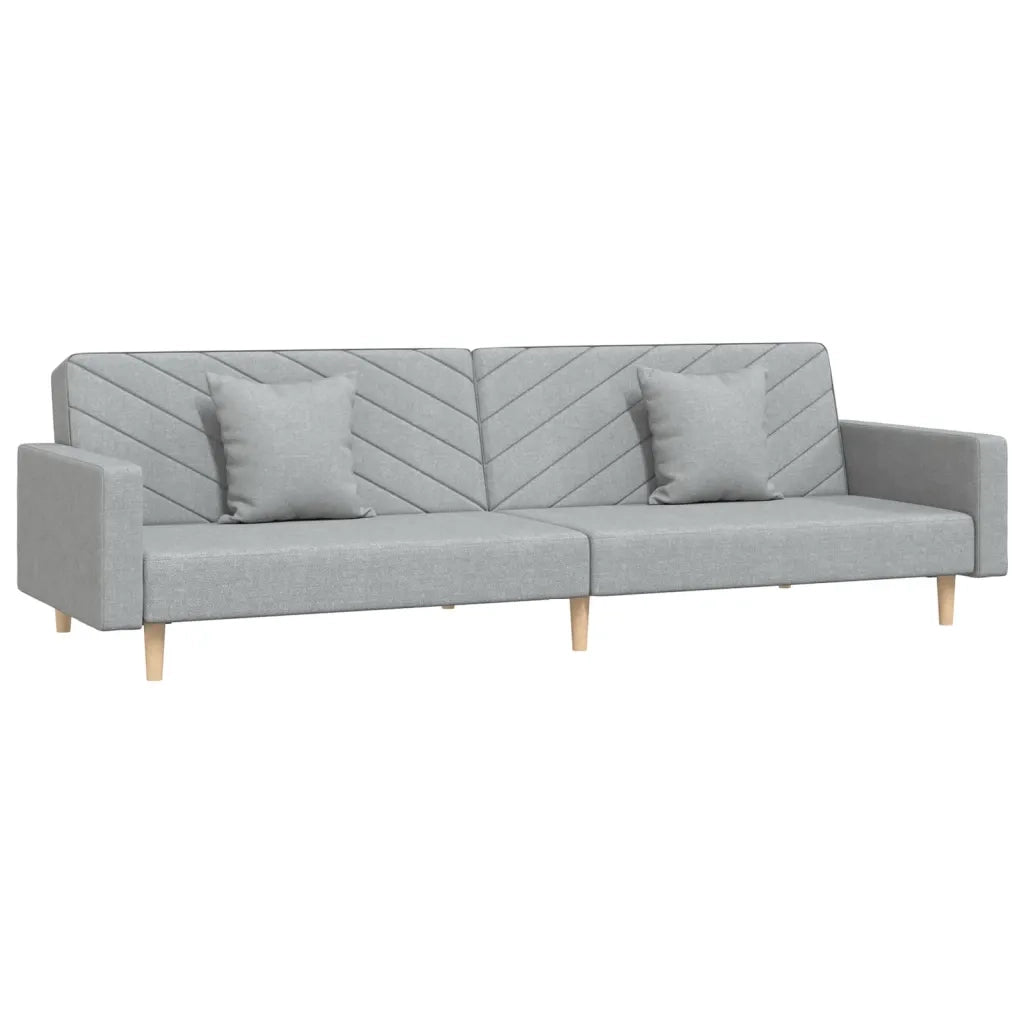 Divano Letto a 2 Posti con 2 Cuscini Grigio Chiaro in Tessuto 375899