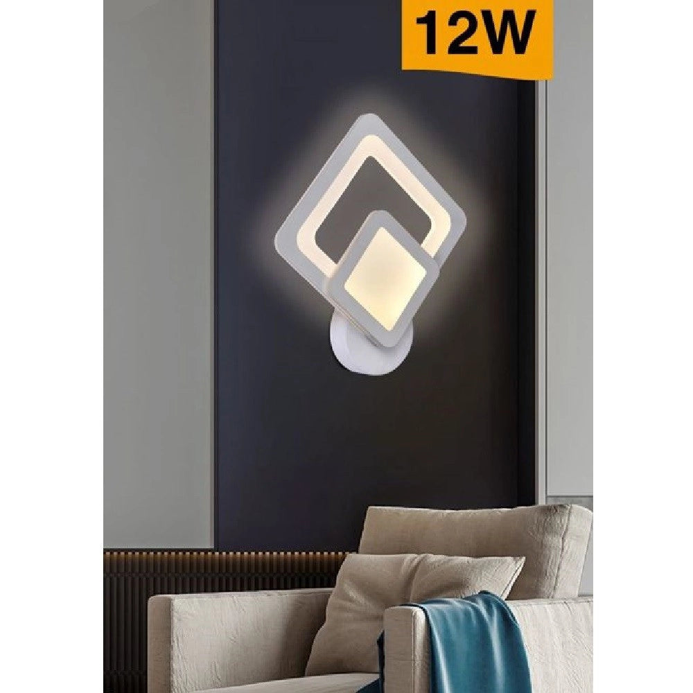 Trade Shop - Applique Led A Rombo 12 W Parete Lumetto Abat Jour Luce 6500k 3000k 4000k E82-b -
