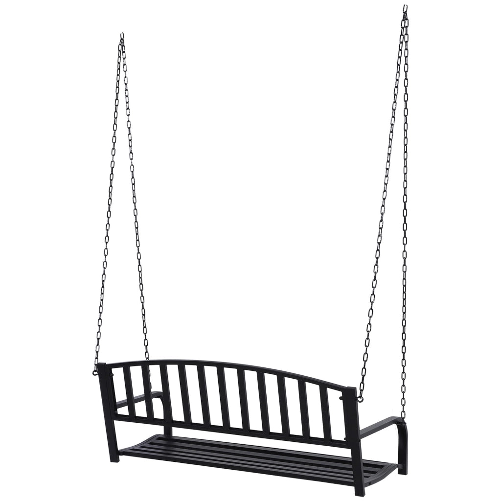 Easycomfort Dondolo Sospeso da Giardino con 2 Posti, Romantica Panchina in Metallo Nero per Esterni, 127 x 60 x 47cm