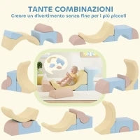 Set 5 Costruzioni Morbide per Bambini 1.5-8 Anni, in Tessuto Effetto Velluto e Spugna, Multicolore