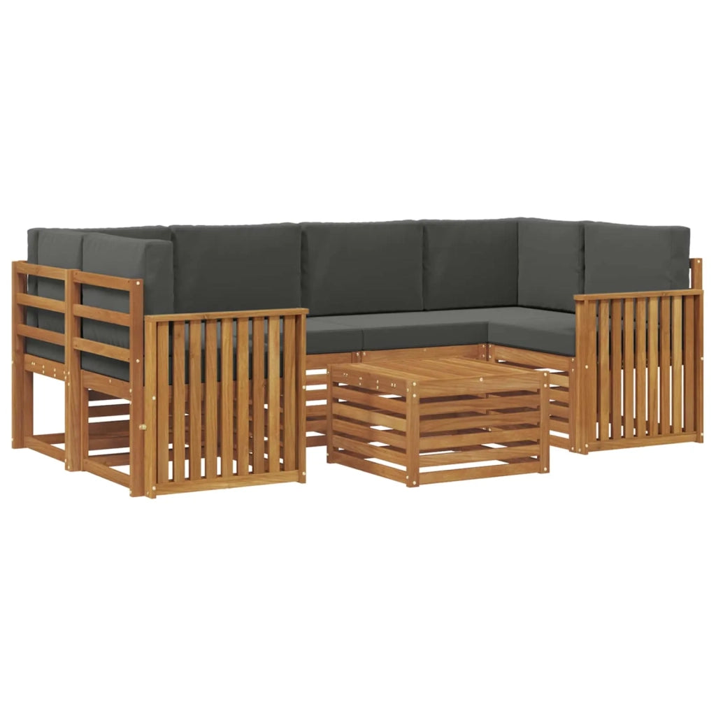 Set di divani da esterno con cuscino 7 pcs Naturale e Antracite