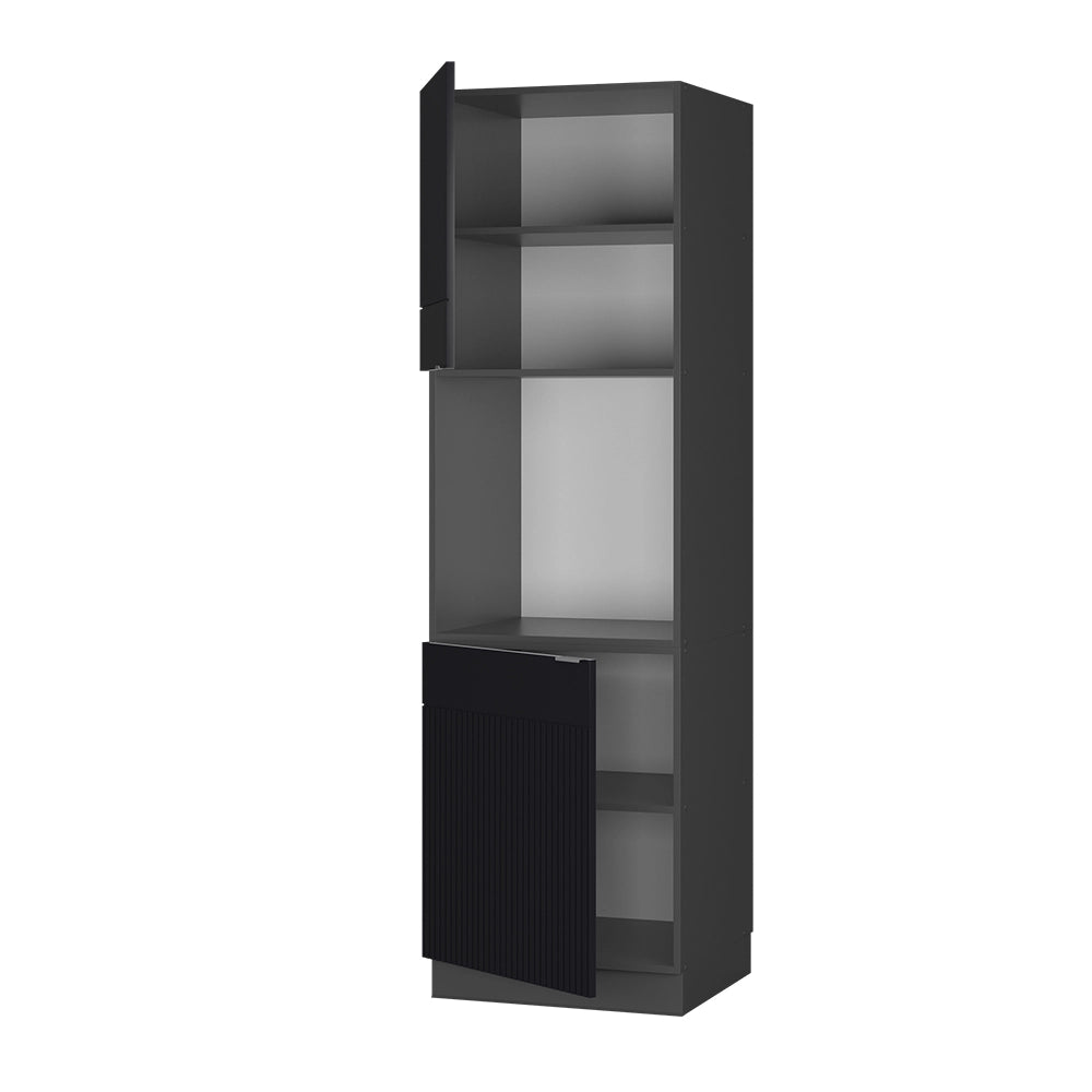 Mobile per forno da incasso Fame-Line Nero rigato/Antracite 60 cm aperto Vicco