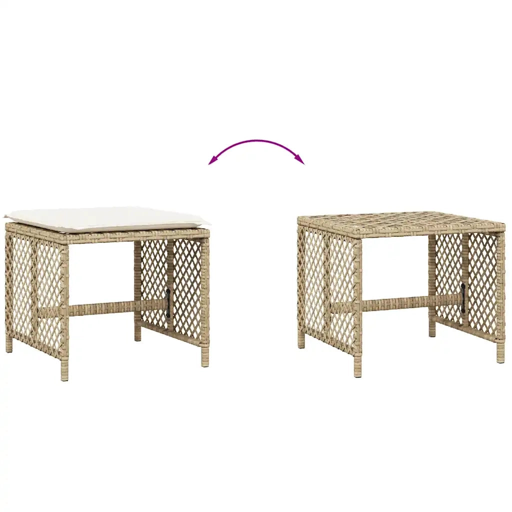 Sgabelli Giardino con Cuscini 4 pz Beige 41x41x36cm Polyrattan CFW8146651