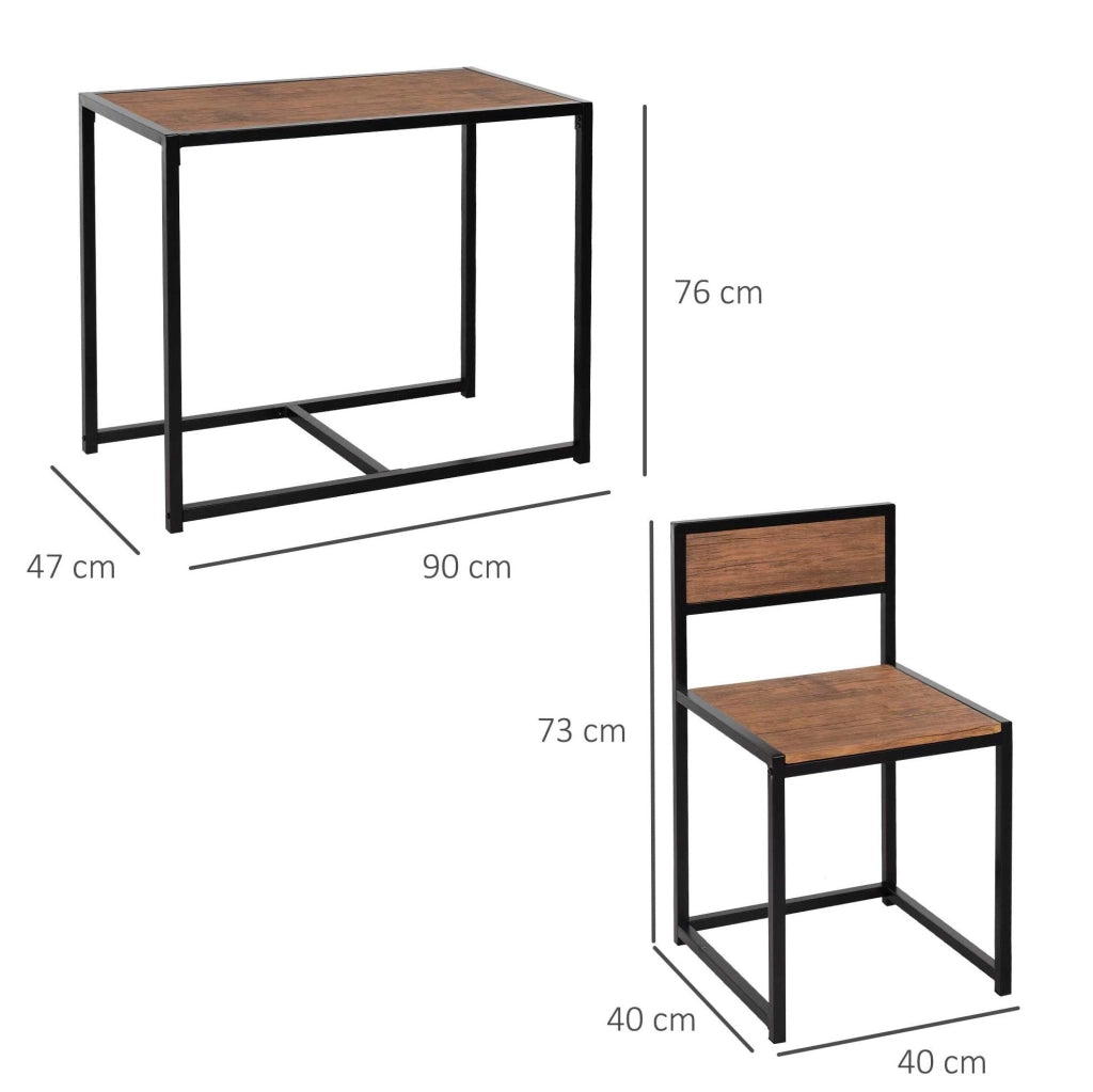 Set tavolo e 2 sedie compatto in MDF e acciaio