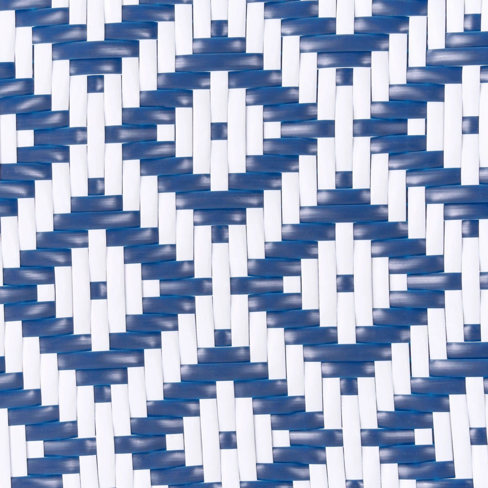 Set di 4 sedie da giardino con sedile in rattan sintetico blu e bianco con struttura in alluminio per interni ed esterni