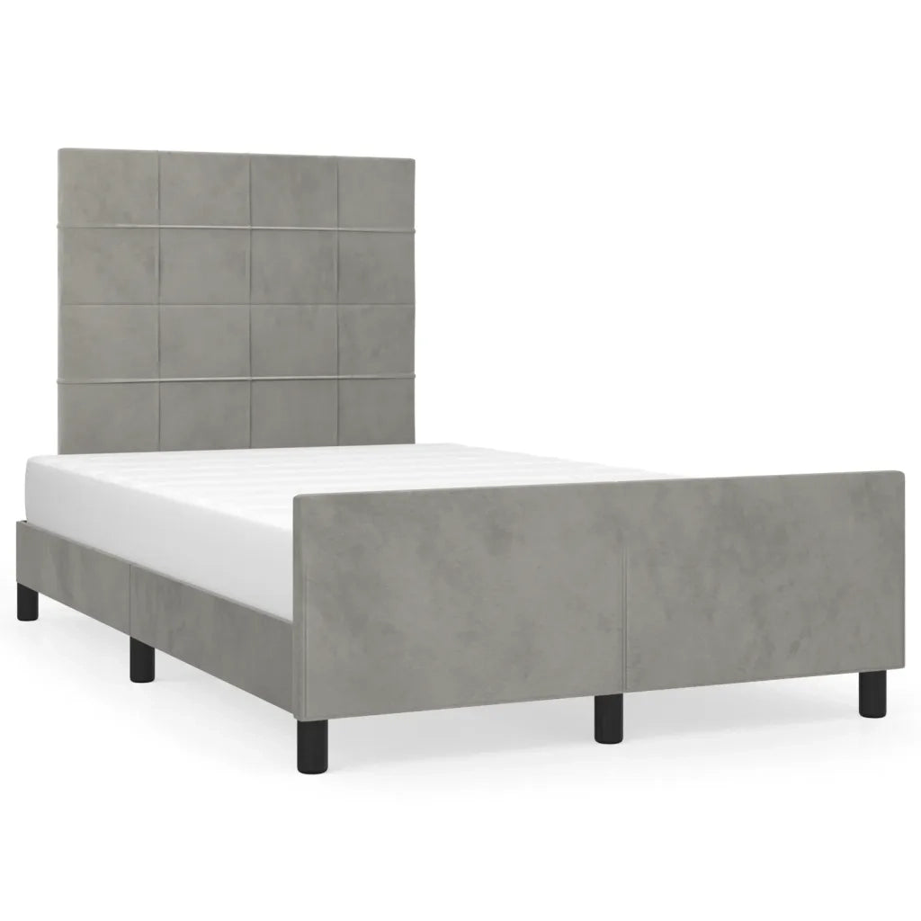 Giroletto con Testiera Grigio Chiaro 120x200 cm in Velluto cod mxl 52869