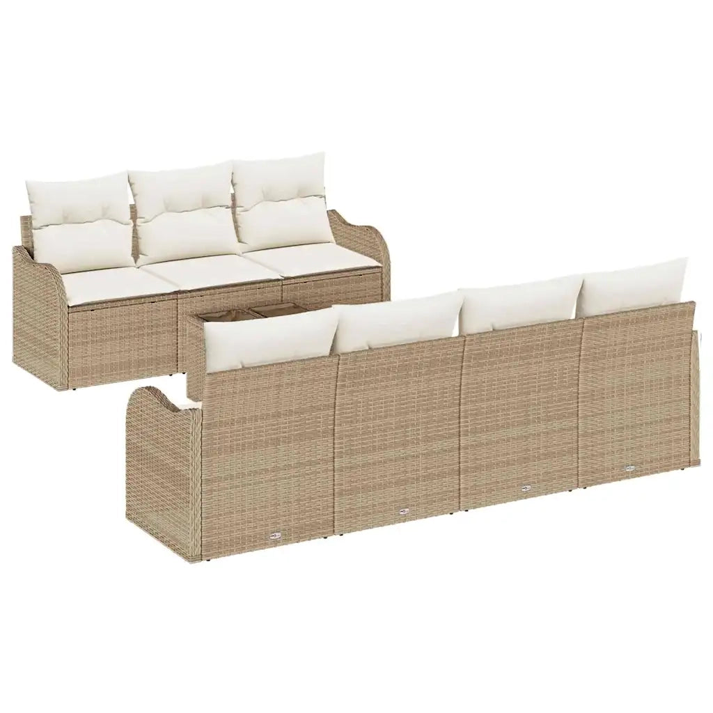 Set Divano da Giardino con cuscino 8 pcs Beige e Crema 3354280